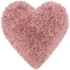 a pink heart shaped pillow on a white background