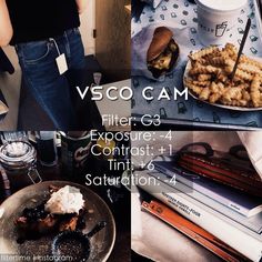 a woman standing in front of a table with food on it and the words vcco cam