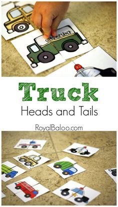 trucks and cars are shown with the words truck heads and tails