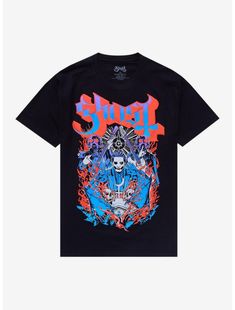 Ghost Cardinal Copia & Ghouls T-Shirt Ghost Band Christmas, Ghost Cardinal, Nameless Ghouls, Band Christmas, Neon Artwork, Ghost Tee, Ghost Band, Puff Print, Ghost Shirt