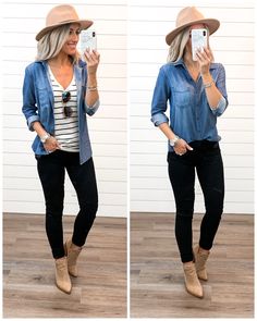 Wear To Work Jeans Outfit, Button Up Plaid Shirt Outfits, Women Size 10 Outfits Style, Casual Dress With Heels, Casual Outfits For Women In Their 40s, What To Wear With Black Jeans, Adventures Outfits, How To Style Black Jeans, Look Boho Chic