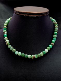 FREE GEMSTONE GIFT WITH EVERY ORDER This listing is for Genuine Chrysoprase Beaded Necklace, Chrysoprase Round Beads Necklace, Healing Chrysoprase Necklace, Handmade Choker Necklace, Gift for Her. Exclusive Jewelry, designed just for you with love. Highest and amazing quality, most suitable for gifting. Gemstone: Chrysoprase  Shape: Round Style: Smooth Beads Necklace Bead Size: 6MM to 8MM  *100% Natural and Authentic* *Measurements are in round figure and are close to approximations* If you have Luxury Chrysoprase Necklace With Natural Stones, Luxury Gold Chrysoprase Necklace, Green Aventurine Round Beaded Necklaces, Handmade Chrysoprase Round Bead Jewelry, Green Crystal Necklaces With Polished Round Beads, Green Aventurine Beaded Necklaces, Green Aventurine Round Beaded Necklace, Green Aventurine Bead Necklace, Green Faceted Beads For Gifts