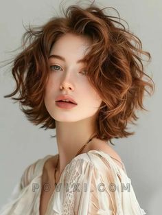 Shaggy Bob Round Face, Natural Shoulder Length Hair, Wavy Shag Haircut, Wavy Shag, Mid Length Curly Hairstyles, Shaggy Bob Hairstyles, Undone Hair, Oc Reference, Haircut 2024