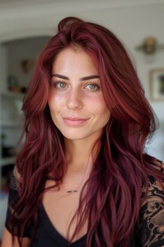 The Hottest Shades of Burgundy Hair Color for 2024 - Flo's Blog Burgundy Hair Hazel Eyes, Burgundy Hair Pink Highlights, Bordeaux Hair Color, Bordeaux Hair, Burgundy Hair Ideas, Blackberry Hair, Blackberry Hair Colour, Red Burgundy Hair Color