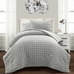 Solid. Textured. Machine Wash, Tumble Dry Low. Lush Decor Light Gray Solid Twin Extra Long Comforter with (Fill) | 21T013322 Parisian Chic Style Home, Grey Comforter Sets, Grey Comforter, Lush Decor, Bob's Discount Furniture, Cozy Style, Bedroom Refresh, Bedding Stores, Make Your Bed