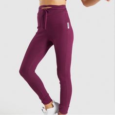 Details: These Beautiful Deep Purple Merlot Pants Are Perfect For Daily Wear, Athleisure, Lounging, Travel, And More. They Feature A Removable/Entirely Adjustable String Waist Belt. With A Ribbed Knit, Comfy Fabric, You Won’t Want To Take These Off. Fit: Measurements Are Approximate 11” Across Waistband Laying Flat + Relaxed 10” Rise & 28” Inseam Condition: New Without Tags. No Flaws. Same/Next Day Shipping Smoke Free Home We Use Sustainable/Recycled Packaging Offers Welcome + Bundle Discounts G Pink Moisture-wicking Gym Pants, Sporty Pink Moisture-wicking Yoga Pants, Compressive Moisture-wicking Purple Yoga Pants, Pink 4-way Stretch Yoga Pants Sportswear, Compressive Purple Moisture-wicking Yoga Pants, Knit Pants, Recycled Packaging, Merlot, Waist Belt