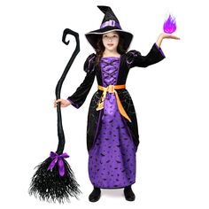 PRICES MAY VARY. Purple Witch Costume for Girls Deluxe Set. Includes Witch’s Matching Hat and a Long Purple Dress with Attached Black Overcoat. The skirt is designed with a moon and a bat pattern. The broom is NOT included. Girls Hocus Pocus Witch Costume. Super durable and made of Higher quality material. 100% Polyester. Super Value for Role Play. Great for Halloween Dress Up Parties, Fairytale Witch Themed Parties, Children's Witch Costume, Cute Witch, Witch Costumes for Girls, Fairytale Costu Witch Tutu Costume, Girls Vampire Costume, Kids Witch Costume, Witch Tutu, Halloween Witch Costume, Light Up Dresses, Purple Long Dress, Costume For Girls, Witch Costumes