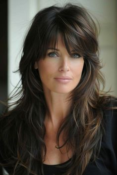 Long Layers With Bangs Over 40, Layered Long Hair, Hottest Hairstyles, Bangs Ideas, Long Layered Cuts, Layered Hair With Bangs, Y2k Hair, Y2k Hairstyles, Bangs With Medium Hair