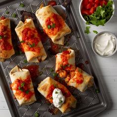 some food is laying out on a tray and ready to be eaten by someone else