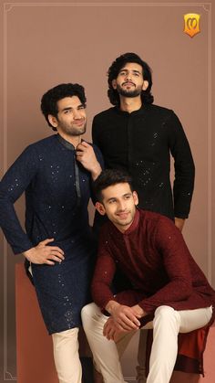 Enrich your style quotient with a suave pose with your groom squad dressed in stately Kurtas designed to make you steal the spotlight. Kurtha Poses Men, Kurta For Wedding For Men, Groom Squad Indian, Kurta Payjama For Men Wedding, Pathani Kurta For Men Wedding, Summer Wedding Outfits Indian Men, Garba Kurta Men, Mens Ethnic Wear Wedding Indian Groom, Mens Kurta Designs Style Indian Weddings