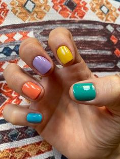 Nail Combos Color Combinations, Multicoloured Nails, Colourful Nail, Bird Nail Art, Mani Monday, Nail Color Combos, Long Square Nails, Colorful Nail Art, Casual Nails