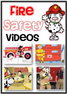 the fire safety videos poster is shown with pictures of children and their pets in it