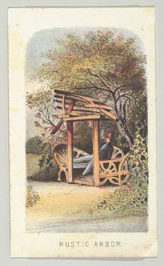 an old postcard with a man sitting on a bench