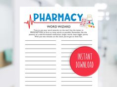 a hand holding up a sign that says, pharmacy word wizard instant readable worksheet