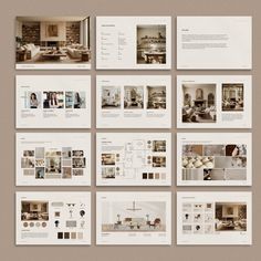 the interior design book is open to pages and shows different rooms with furniture in them