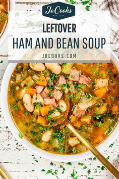 two bowls of leftover ham and bean soup