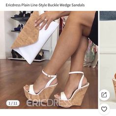 Brand New Never Been Worn. No Flaws White Wedge Sandals, White Wedges, Prom Heels, Ankle Strap Wedges, Prom Shoes, Fabulous Shoes, Heels & Wedges, Crazy Shoes, Suho