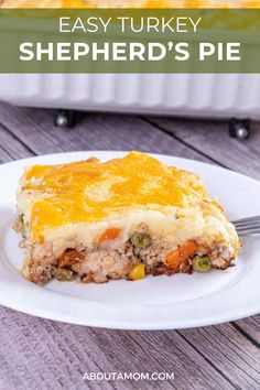 an easy turkey shepherd's pie on a white plate