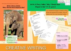 an elephant and her baby are shown in this graphic workbook with the title write a story called lost