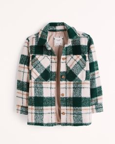 Women's Classic Cozy Shirt Jacket | Women's Coats & Jackets | Abercrombie.com Meredith Blake, Created Colorful, Kathleen Post, Shirt Jacket Womens, Abercrombie (women), Boucle Sweater, Fall Flannel, Fall Transition Outfits, Linen Shift Dress