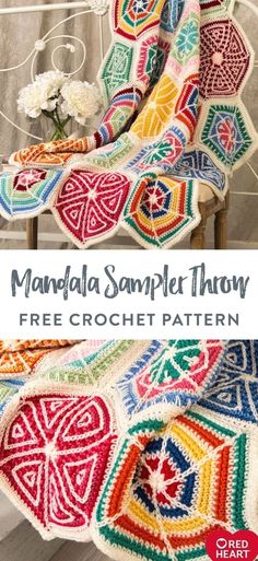 a crocheted afghan is shown with the text, mandela sample theory free crochet pattern