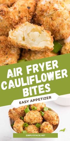 air fryer cauliflower bites with text overlay