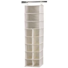 a white hanging closet with several compartments