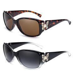 PRICES MAY VARY. Women's Polarized Sunglasses: Experience crystal-clear vision with our polarized lenses with UV400 protection, which effectively filter out glare-causing, polarized light, allowing only vertically polarized light to pass through. Perfect for activities like fishing, boating, skiing, and driving. Exquisite Butterfly Metal Hinges: Our hinges, shaped like butterflies and crafted from elegant gold-finished metal, are both functional and trendy. The gold finish adds a touch of luxury Butterfly Decoration, Side Face, Metal Hinges, Face Protection, Sun Light, Butterfly Sunglasses, Clear Vision, Butterfly Decorations, Kids Luggage