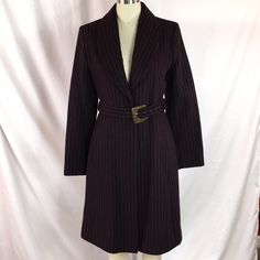 Personal Stylist Piece. Size 4. Pink Stripe With Burgundy. Soft Feel Fuzzy Textured In Excellent Condition Unworn Classic Lined Outerwear For Work, Fitted Lined Outerwear For Work, Tailored Lined Outerwear For Work, Belted Coat, Kenneth Cole, Pink Stripes, Personal Stylist, Jackets & Coats, Jackets For Women