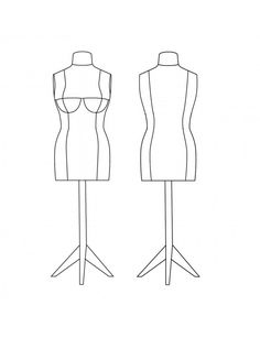 the front and back views of a dress form