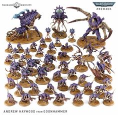 the warhammers are all painted in purple