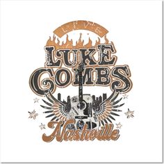 the logo for luke cole's nashville, featuring an eagle and cityscape