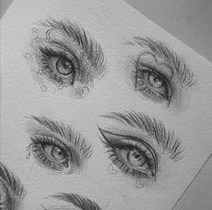 pencil drawings of different types of eyes