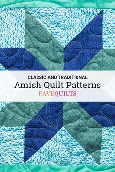 the front cover of an amish quilt pattern, featuring blue and white stars on it