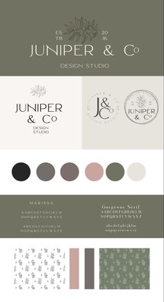 the logo and business cards for juniper & co