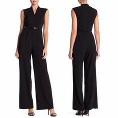 Need A Versatile Romper That Can Go From Work To Play? This One Has Your Back! Never Worn, Belt Included. Fabulously Flattering V Neck. Fitted Calvin Klein Jumpsuits And Rompers For Party, Office V-neck Black Jumpsuit, Black V-neck Jumpsuit For Office, Black V-neck Jumpsuits And Rompers For Office, Black Sleeveless Jumpsuits For Office, Calvin Klein Fitted Jumpsuits For Work, Chic Calvin Klein Workwear Jumpsuits, Calvin Klein Fitted Workwear Jumpsuits And Rompers, Calvin Klein Fitted Jumpsuits And Rompers For Work