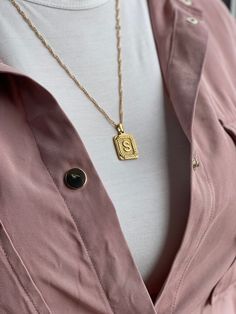 "18K Gold Initial Letter Necklace. Our initial necklaces look absolutely dreamy! Item Details: - Made to Order. All our jewelry is custom handmade with Love and Care ♡ - 18K Gold Filled - Anti-tarnish / Hypoallergenic / %100 Lead and Nickel Free - Chain length: 18\"+2\" inches (adjustable). Each necklace comes with 2\" extension. - Each order comes with small jewelry gift box. NOTE: Pendant does not move on the rope chain. Our rope chains are thick! - Fast shipping. 1 business day processing and 14k Gold Initial Necklace, Initial Letter Necklace, Bridesmaids Gift Sets, Initial Necklaces, Letter Pendant Necklace, Party Necklace, Gold Initial, Letter Pendants, Initial Letter