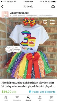 a shirt that says 3rd birthday with rainbows on it and a bow tie around the neck