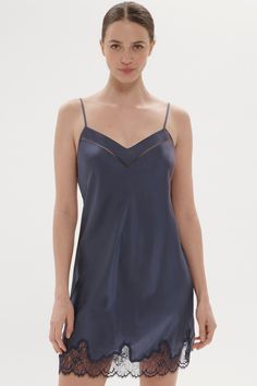 Simone Pérèle Nocturne Silk Nightdress Cinder Blue Silk Nightdress, Bridal Bustier, Loungewear Fashion, Silk Chemise, Strapless Bralette, Cotton Club, Simone Perele, Maternity Lingerie, Silk Camisole