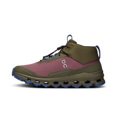 A mid-cut, waterproof shoe for 8-15 year olds. Engineered with a Missiongrip™ outsole, it's ready for outdoor adventure | On Cloudhero Mid Waterproof Lifestyle Shoe in Cherry/Olive, Size: 35.5. Hiking, Missiongrip™, 8-15 year olds Active Life, Hiking. Performance Outdoor | Recycled Polyester Olive Shoes, Youth Shoes, Active Life, Waterproof Shoes, Waterproof Outdoor, Outdoor Shoes, Hiking Shoes, Outdoor Adventure, Plein Air