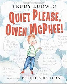 a children's book cover with an image of a boy standing in front of speech bubbles