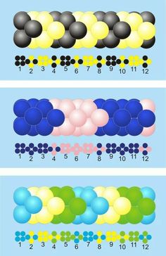 an image of balloons and numbers on a blue background with the same color as each balloon