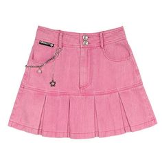 Y2K Pink Denim Skirt - S / Pink - Skirt Pink Retro Outfit, Pink Skirt Aesthetic, Unhinged Fashion, Kawaii Bottoms, Pink Egirl, Rose Y2k, Gothic Harajuku Fashion, Jean Rose, Pink Denim Skirt