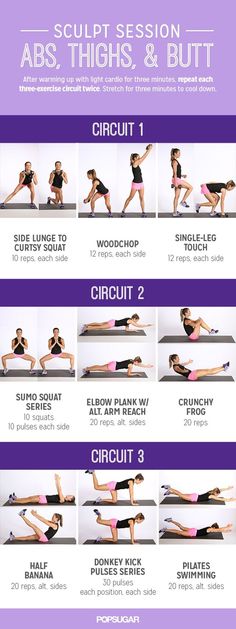 an image of a woman doing the abs - thighs and butts workout routine for beginners