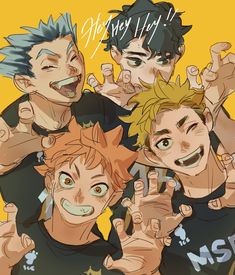 an image of some anime characters giving the peace sign