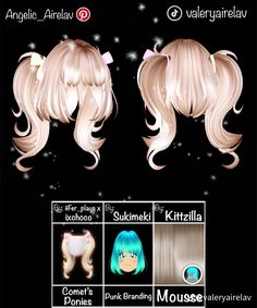 two different styles of wigs with long hair