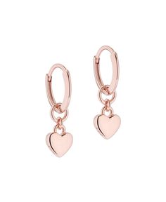 in stock Elegant Rose Gold Huggie Heart Earrings, Rose Gold Heart Drop Earrings For Valentine's Day, Valentine's Day Rose Gold Heart Drop Earrings, Rose Gold Heart Charm Earrings For Valentine's Day, Rose Gold Heart Earrings, Valentine's Day Rose Gold Hoop Earrings With Heart Charm, Valentine's Day Rose Gold Heart Charm Earrings, Rose Gold Hypoallergenic Earrings For Valentine's Day, Hypoallergenic Rose Gold Heart Dangle Earrings