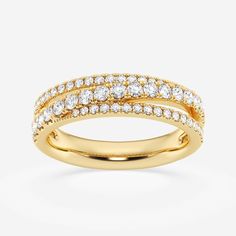 2/3 ctw Round Lab Grown Diamond Crossover Fashion Band 14K Yellow Gold E+, VS1+ Grown Brilliance, Elegant Engagement Rings, Pearl And Diamond Earrings, 14k Rose Gold Ring, Perfect Engagement Ring, Yellow Gold Rings, Anniversary Rings, Rose Gold Ring