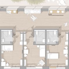 an apartment floor plan with three separate rooms