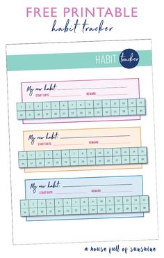 a printable habit tracker with the words, free printable habit tracker